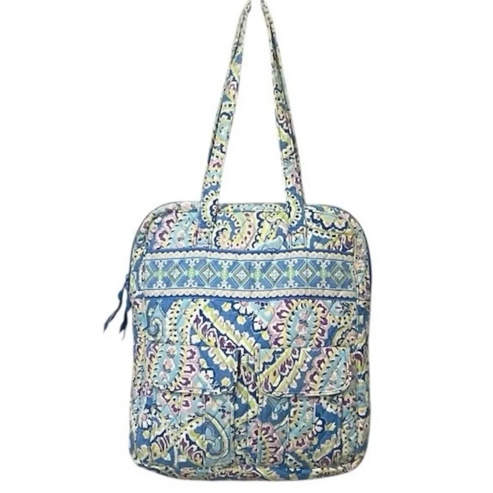 Vera Bradley Retired Capri Blue Large Quilted Paisley Shoulder Tote Bag - Picture 1 of 12
